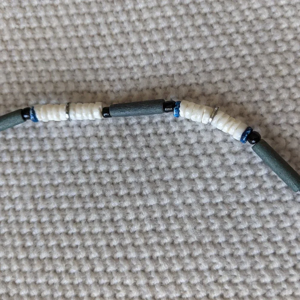 Puka Shell Necklace (blue and white)